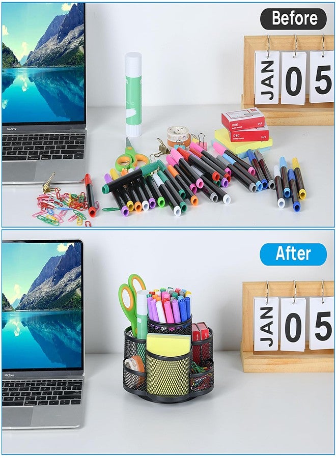 Topwey Pen Holder for Desk, 360 Rotating Pencil Holder, Cup Holder for Desk Office, Desk Organizers and Accessories in Black - Image 4